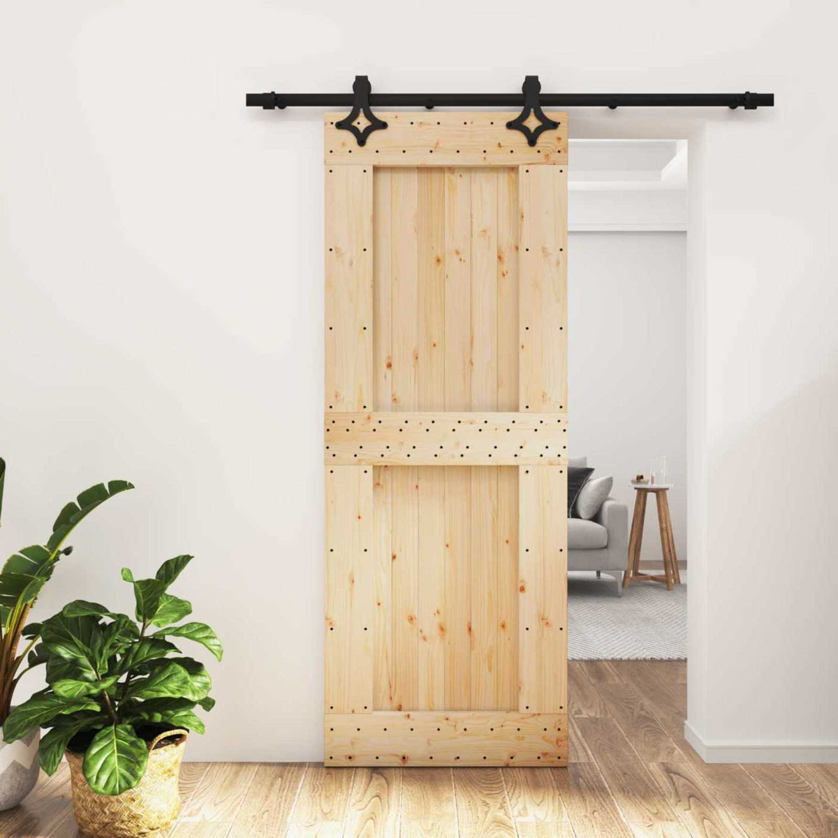 Posuvné Dveře Přirozená A Černá 80 X 210 Cm