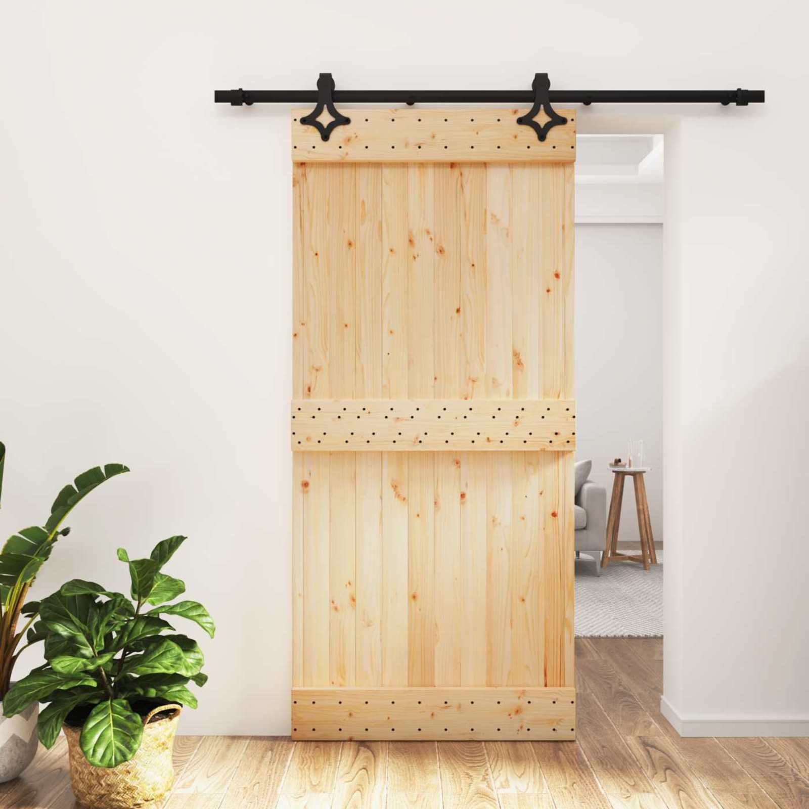Posuvné Dveře Přirozená A Černá 95 X 210 Cm