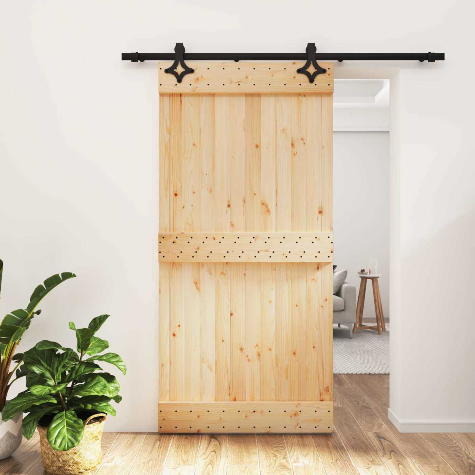 Posuvné Dveře Přirozená A Černá 100 X 210 Cm