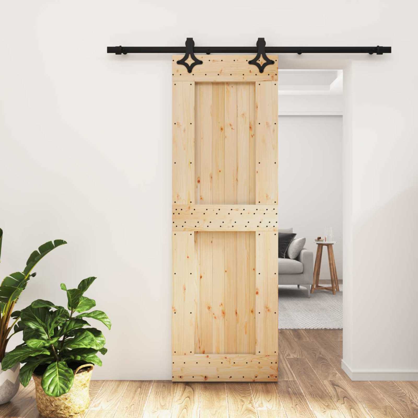 Posuvné Dveře Přirozená A Černá 70 X 210 Cm