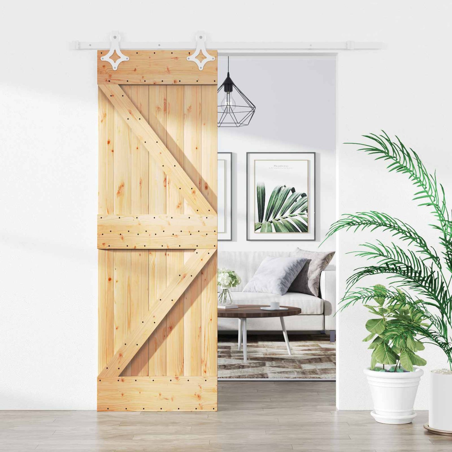 Posuvné Dveře Přírodní A Bílá 70 X 210 Cm Masivní Borové Dřevo