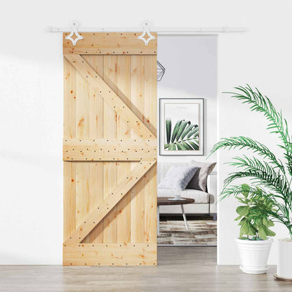Posuvné Dveře Přírodní A Bílá 85 X 210 Cm Masivní Borové Dřevo