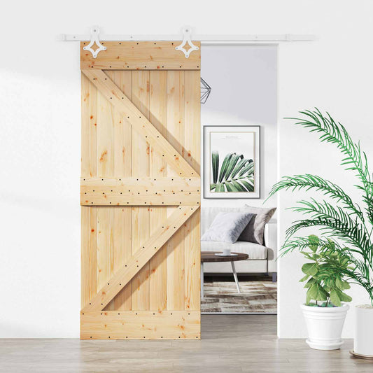 Posuvné Dveře Přírodní A Bílá 85 X 210 Cm Masivní Borové Dřevo