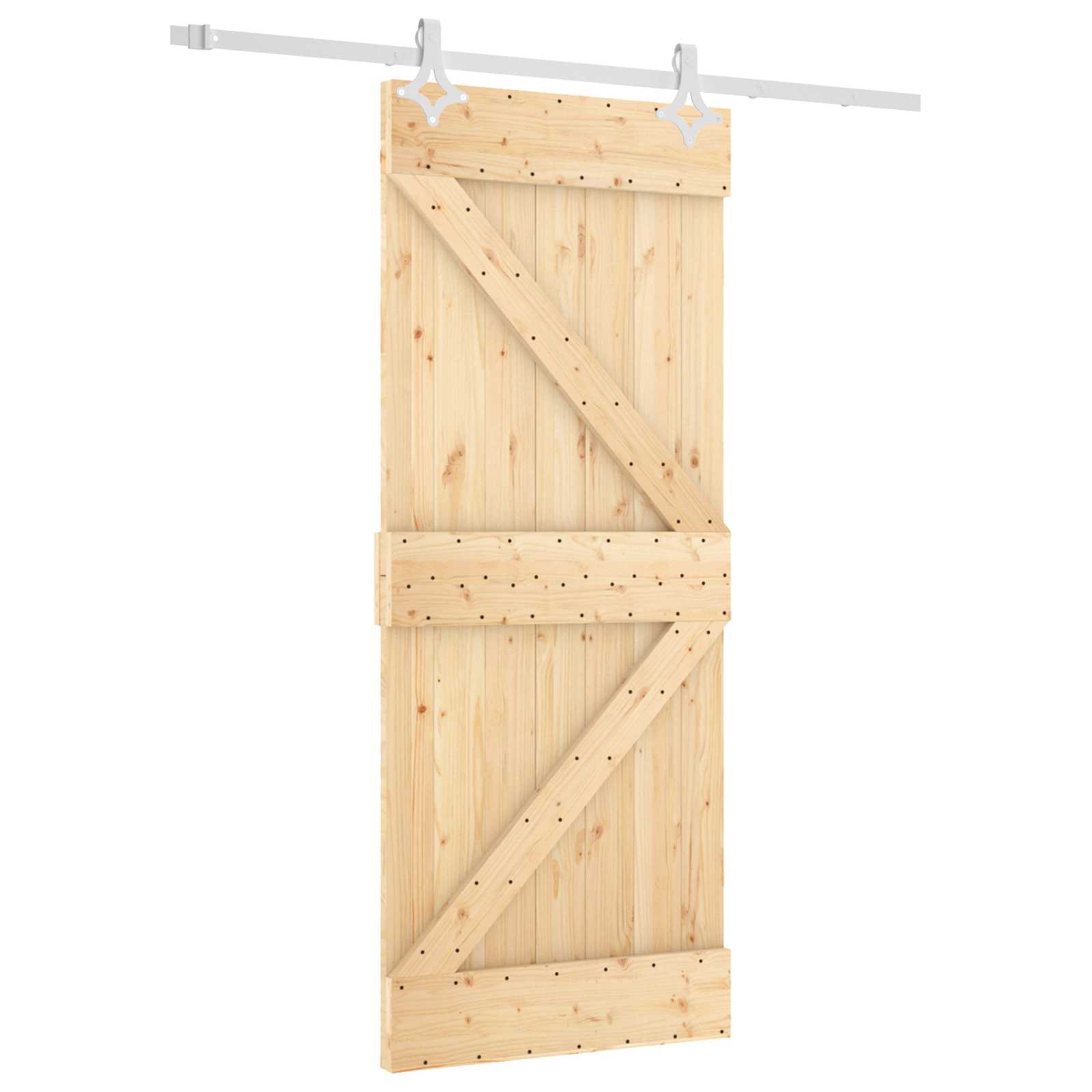 Posuvné Dveře Přírodní A Bílá 85 X 210 Cm Masivní Borové Dřevo