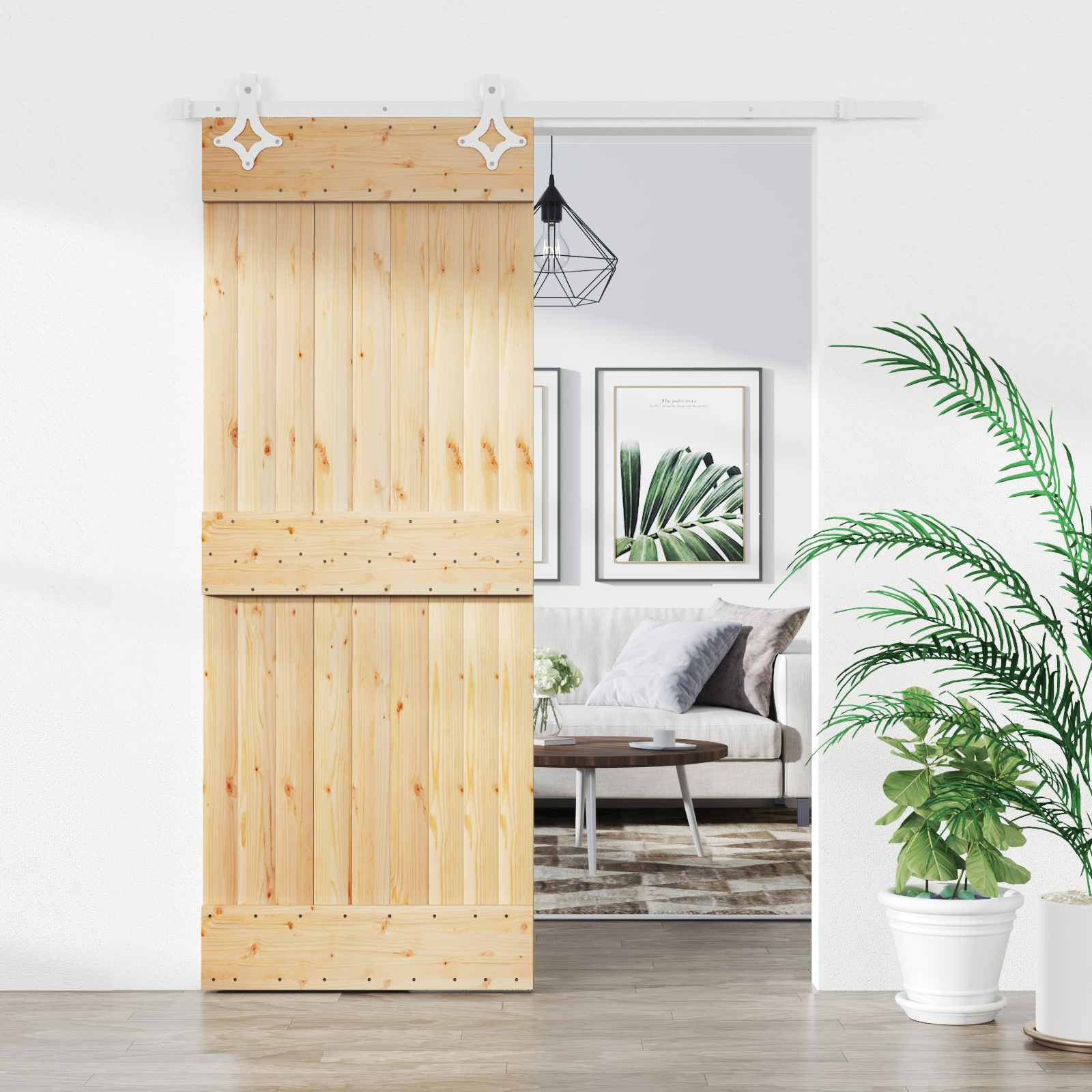 Posuvné Dveře Přírodní A Bílá 70 X 210 Cm Masivní Borové Dřevo