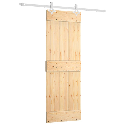 Posuvné Dveře Přírodní A Bílá 70 X 210 Cm Masivní Borové Dřevo