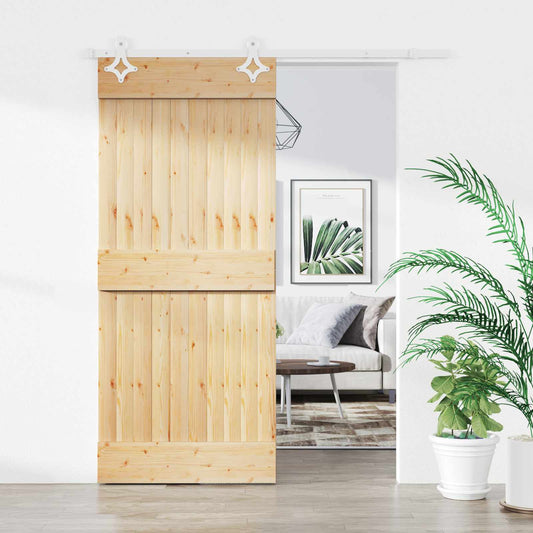 Posuvné Dveře Přírodní A Bílá 90 X 210 Cm Masivní Borové Dřevo