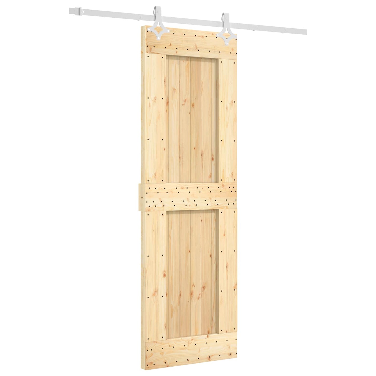 Posuvné Dveře Přírodní A Bílá 70 X 210 Cm Masivní Borové Dřevo