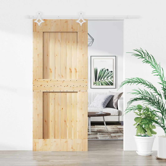 Posuvné Dveře Přírodní A Bílá 85 X 210 Cm Masivní Borové Dřevo