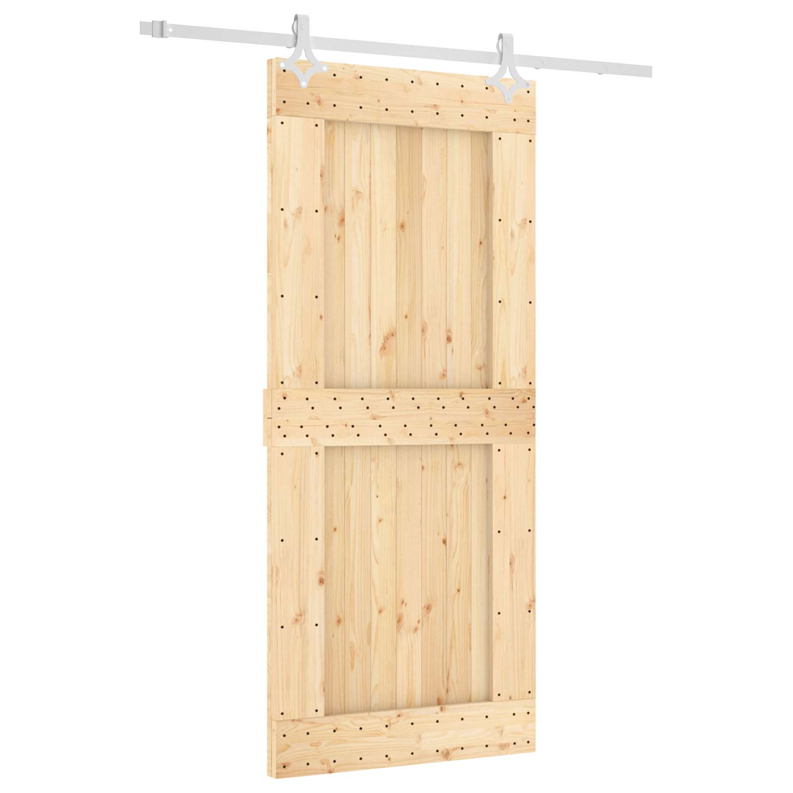 Posuvné Dveře Přírodní A Bílá 90 X 210 Cm Masivní Borové Dřevo