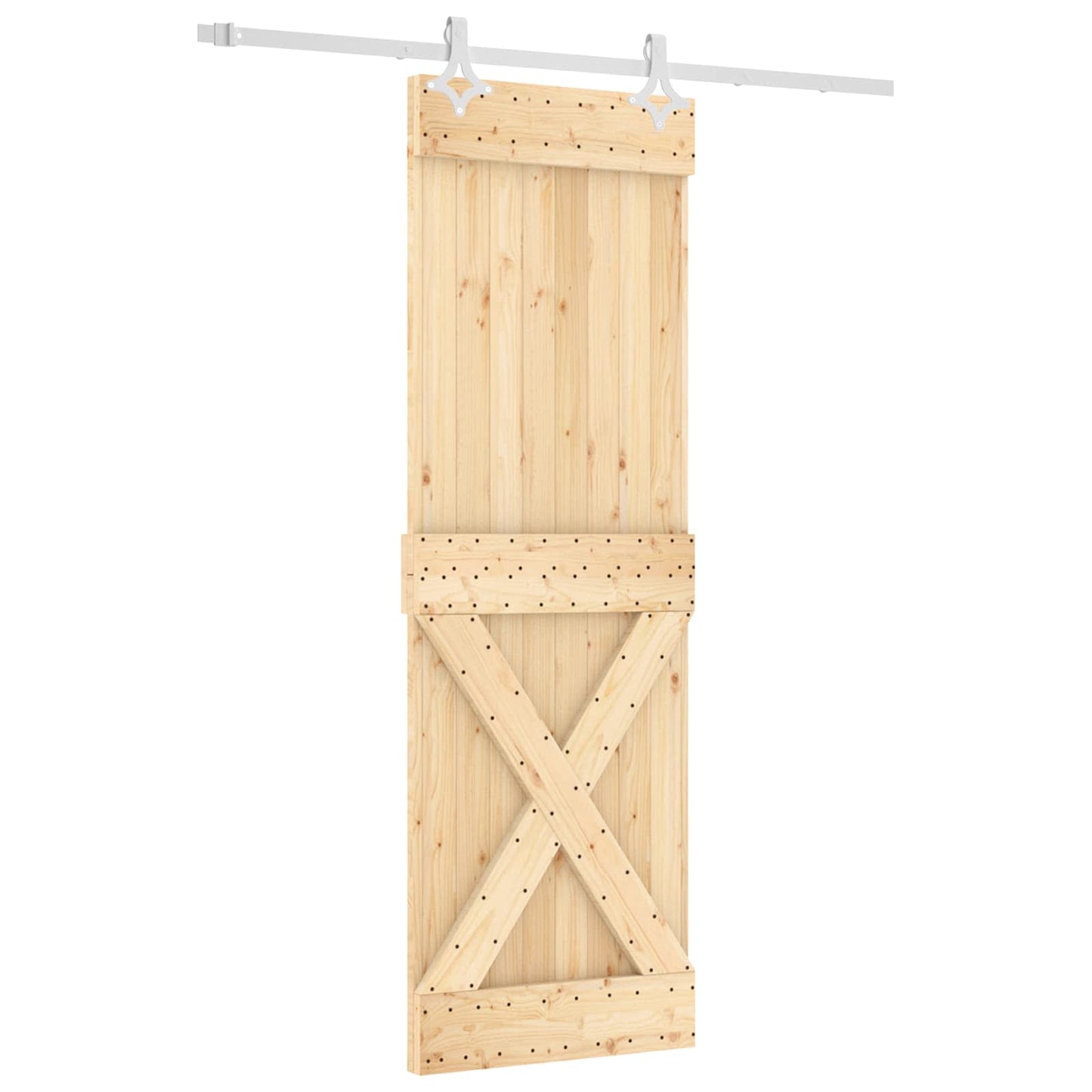 Posuvné Dveře Přírodní A Bílá 70 X 210 Cm Masivní Borové Dřevo