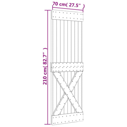 Posuvné Dveře Přírodní A Bílá 70 X 210 Cm Masivní Borové Dřevo