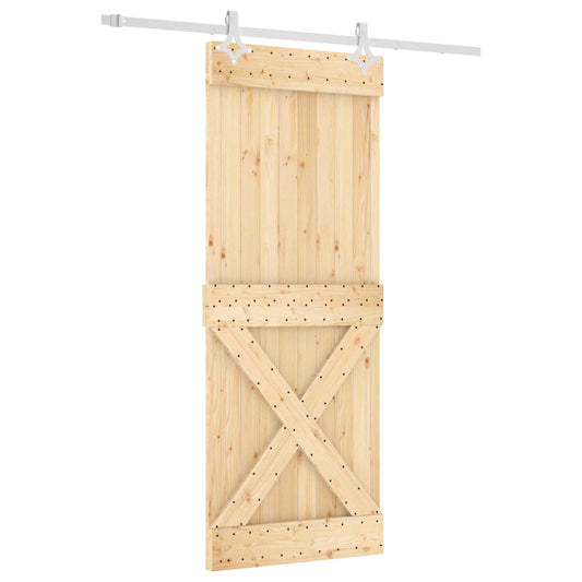 Posuvné Dveře Přírodní A Bílá 80 X 210 Cm Masivní Borové Dřevo