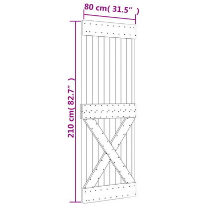 Posuvné Dveře Přírodní A Bílá 80 X 210 Cm Masivní Borové Dřevo