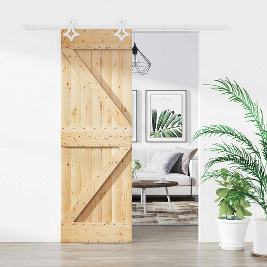 Posuvné Dveře Přírodní A Bílá 70 X 210 Cm Masivní Borové Dřevo
