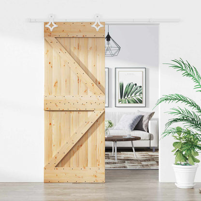 Posuvné Dveře Přírodní A Bílá 85 X 210 Cm Masivní Borové Dřevo