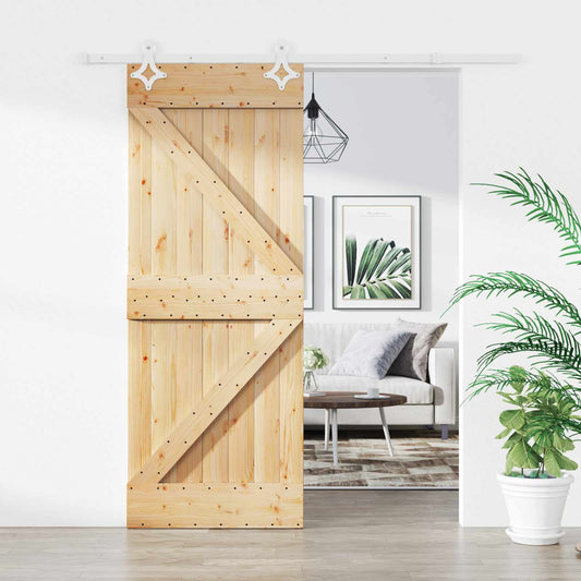 Posuvné Dveře Přírodní A Bílá 85 X 210 Cm Masivní Borové Dřevo