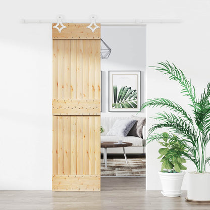 Posuvné Dveře Přírodní A Bílá 70 X 210 Cm Masivní Borové Dřevo