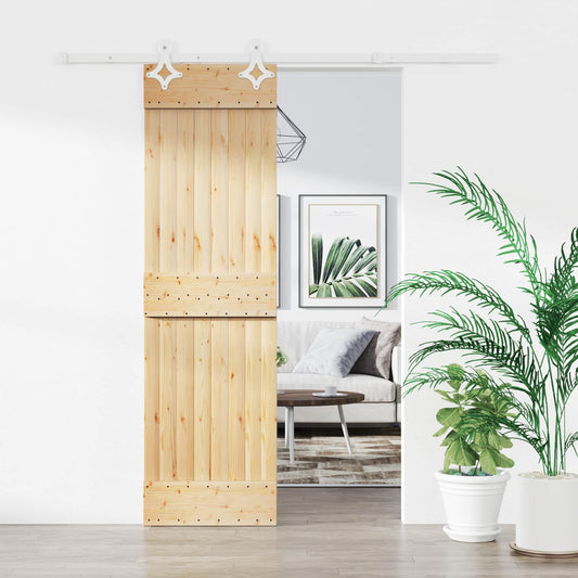 Posuvné Dveře Přírodní A Bílá 70 X 210 Cm Masivní Borové Dřevo