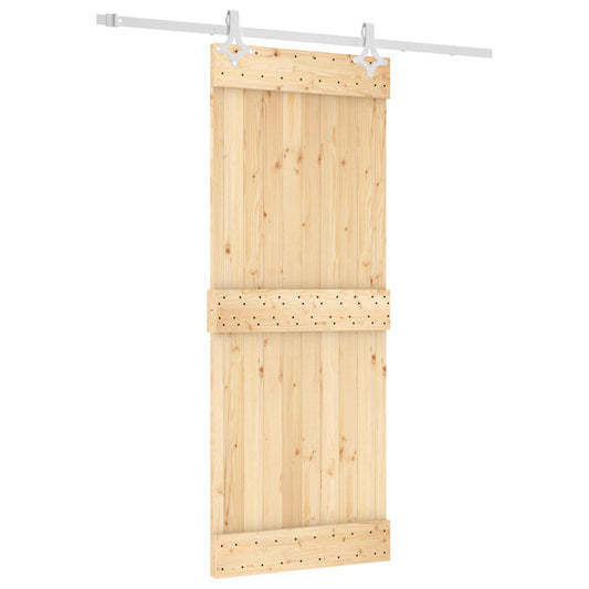 Posuvné Dveře Přírodní A Bílá 80 X 210 Cm Masivní Borové Dřevo