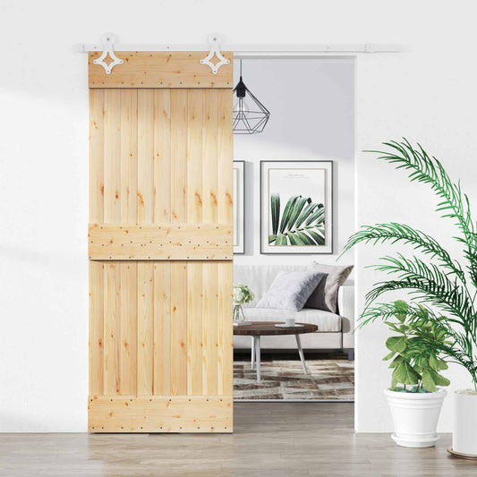 Posuvné Dveře Přírodní A Bílá 85 X 210 Cm Masivní Borové Dřevo