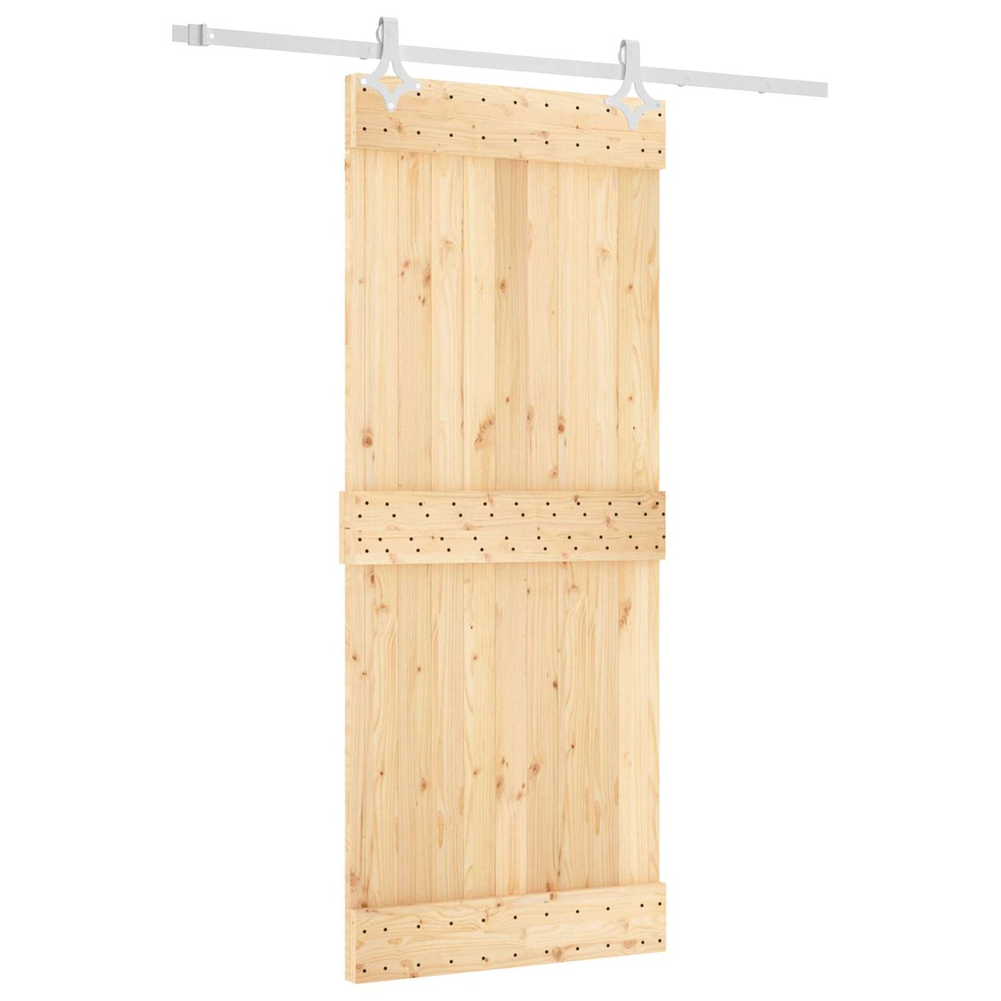 Posuvné Dveře Přírodní A Bílá 85 X 210 Cm Masivní Borové Dřevo
