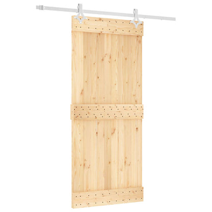 Posuvné Dveře Přírodní A Bílá 90 X 210 Cm Masivní Borové Dřevo