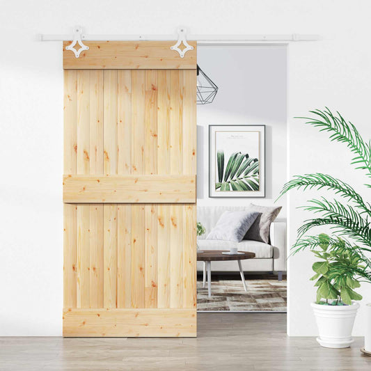 Posuvné Dveře Přírodní A Bílá 95 X 210 Cm Masivní Borové Dřevo
