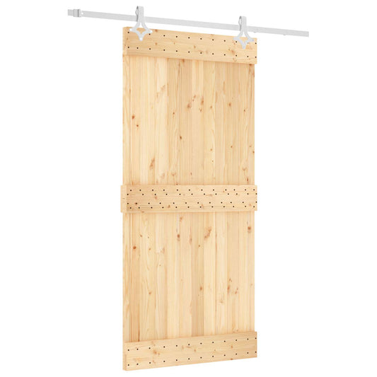 Posuvné Dveře Přírodní A Bílá 95 X 210 Cm Masivní Borové Dřevo