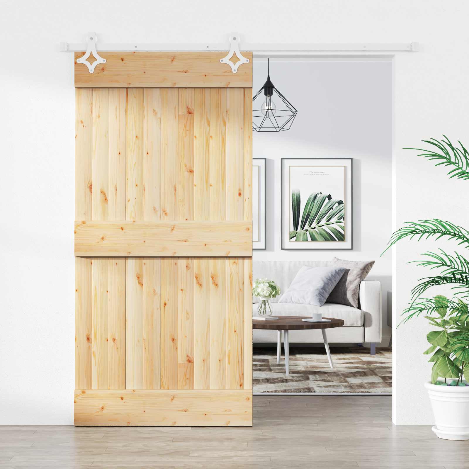 Posuvné Dveře Přírodní A Bílá 100 X 210 Cm Masivní Borové Dřevo