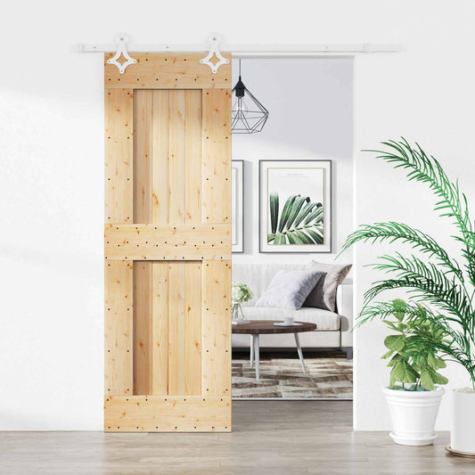Posuvné Dveře Přírodní A Bílá 70 X 210 Cm Masivní Borové Dřevo