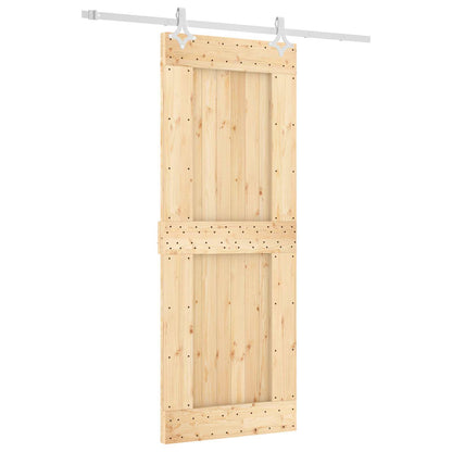 Posuvné Dveře Přírodní A Bílá 80 X 210 Cm Masivní Borové Dřevo