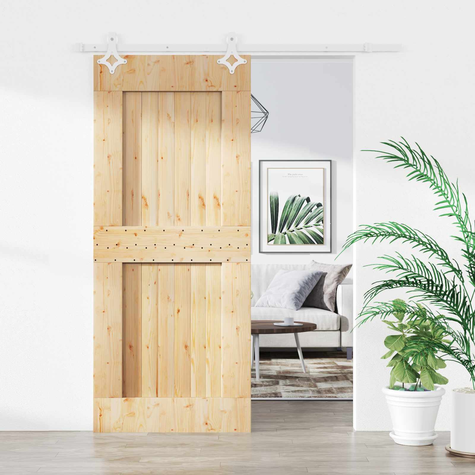 Posuvné Dveře Přírodní A Bílá 85 X 210 Cm Masivní Borové Dřevo