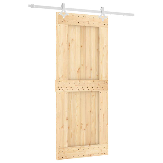 Posuvné Dveře Přírodní A Bílá 85 X 210 Cm Masivní Borové Dřevo