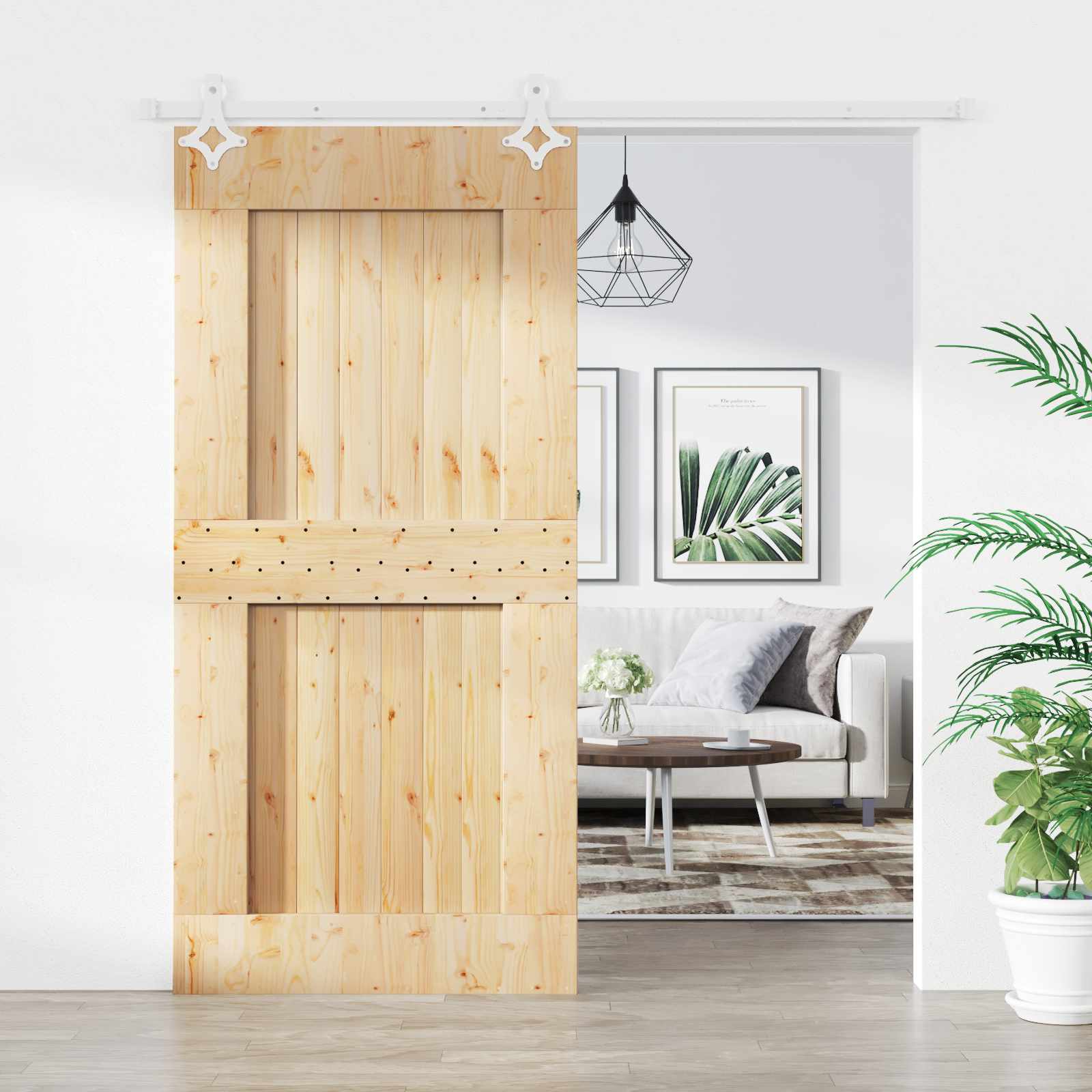 Posuvné Dveře Přírodní A Bílá 95 X 210 Cm Masivní Borové Dřevo