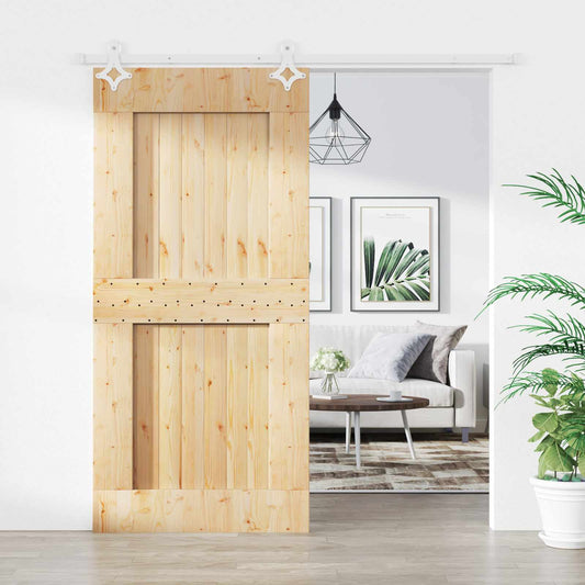 Posuvné Dveře Přírodní A Bílá 95 X 210 Cm Masivní Borové Dřevo