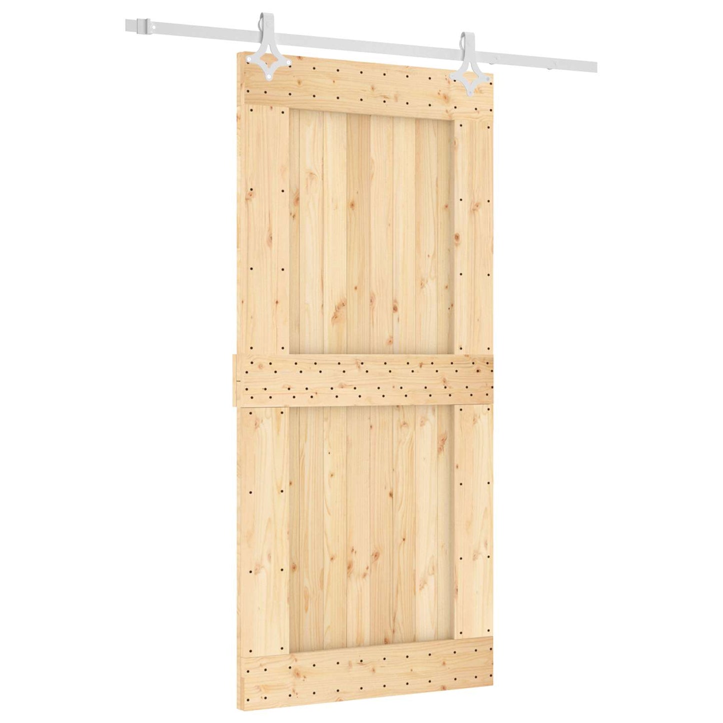 Posuvné Dveře Přírodní A Bílá 95 X 210 Cm Masivní Borové Dřevo