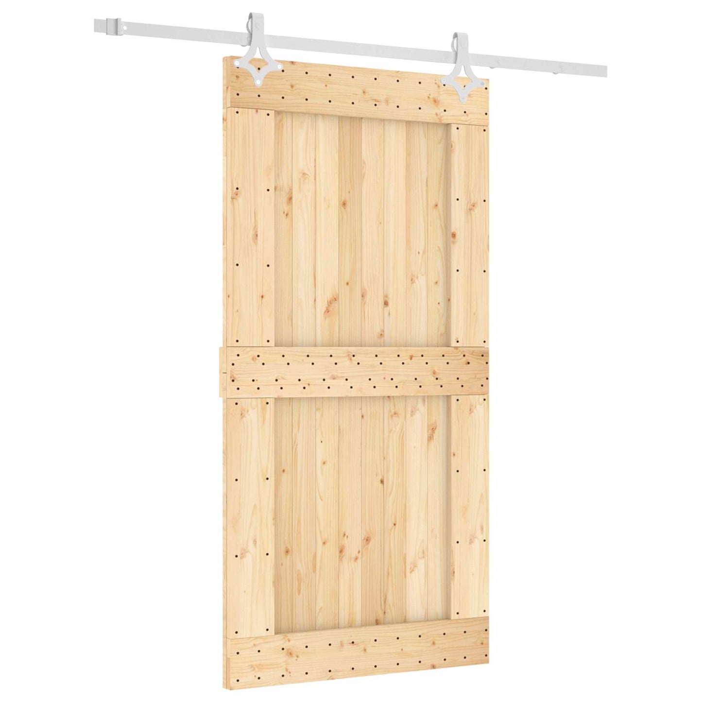 Posuvné Dveře Přírodní A Bílá 100 X 210 Cm Masivní Borové Dřevo