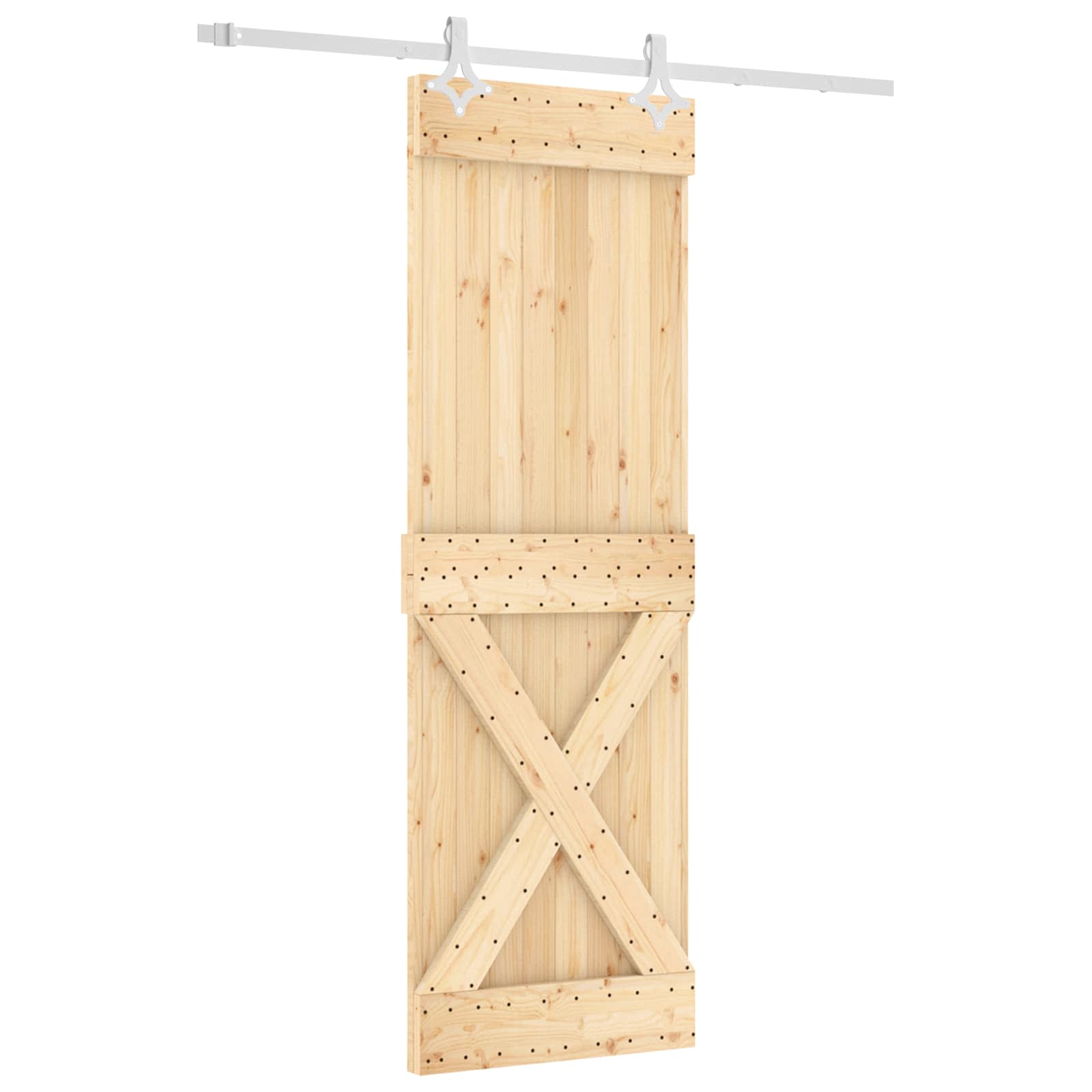 Posuvné Dveře Přírodní A Bílá 70 X 210 Cm Masivní Borové Dřevo