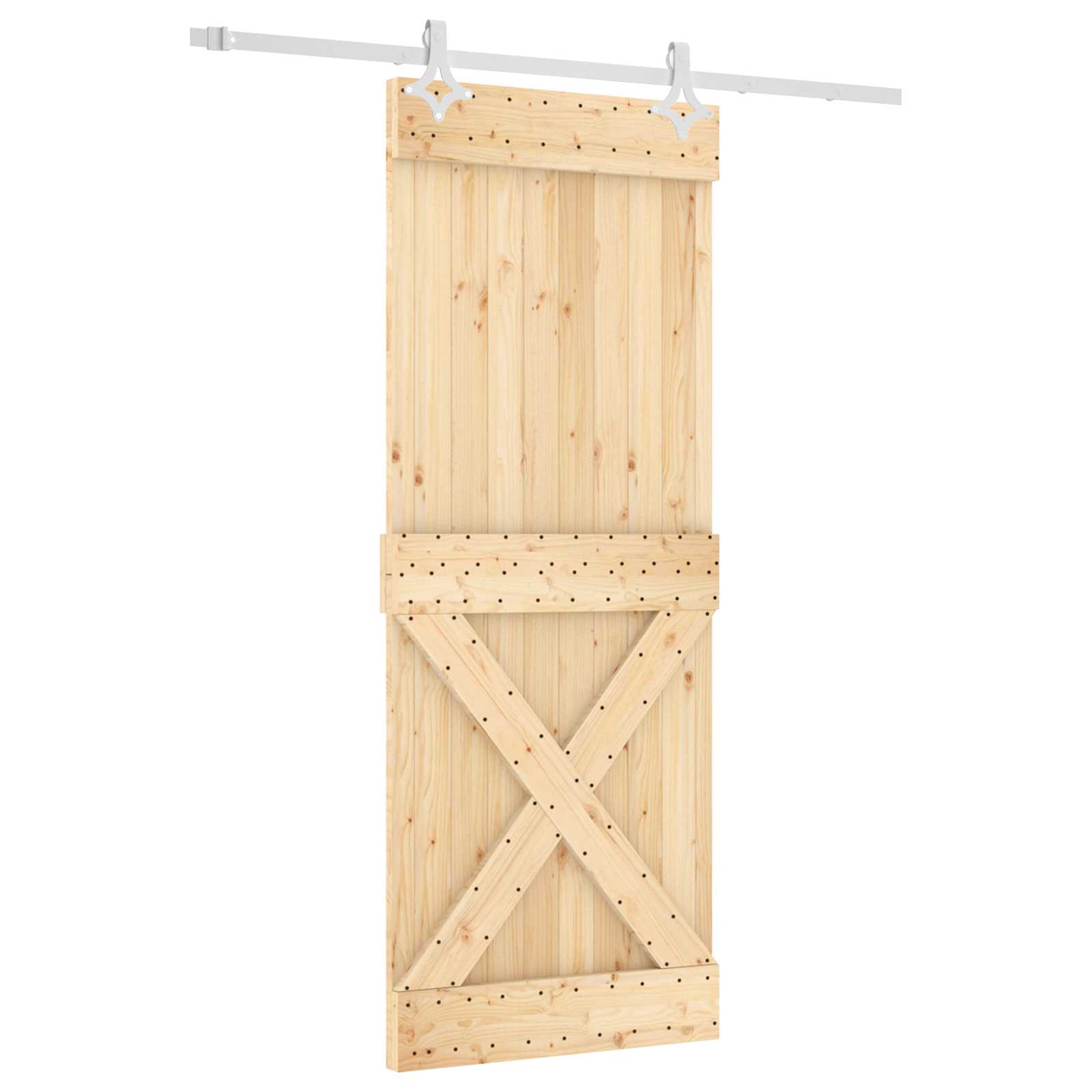 Posuvné Dveře Přírodní A Bílá 80 X 210 Cm Masivní Borové Dřevo