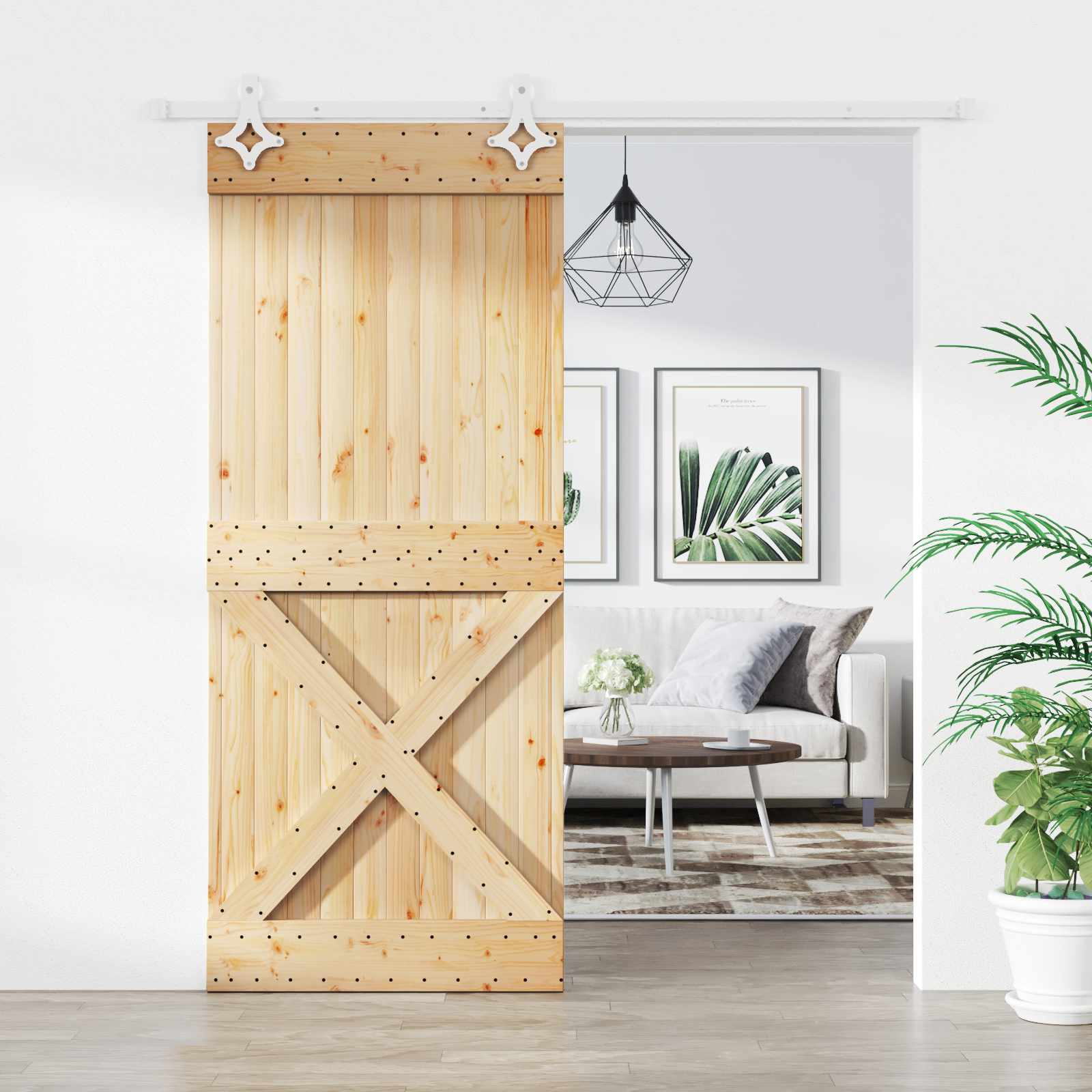 Posuvné Dveře Přírodní A Bílá 85 X 210 Cm Masivní Borové Dřevo