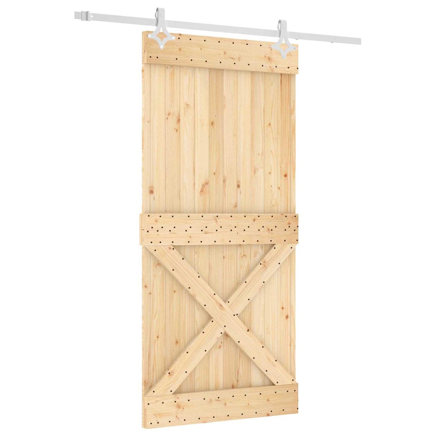 Posuvné Dveře Přírodní A Bílá 95 X 210 Cm Masivní Borové Dřevo