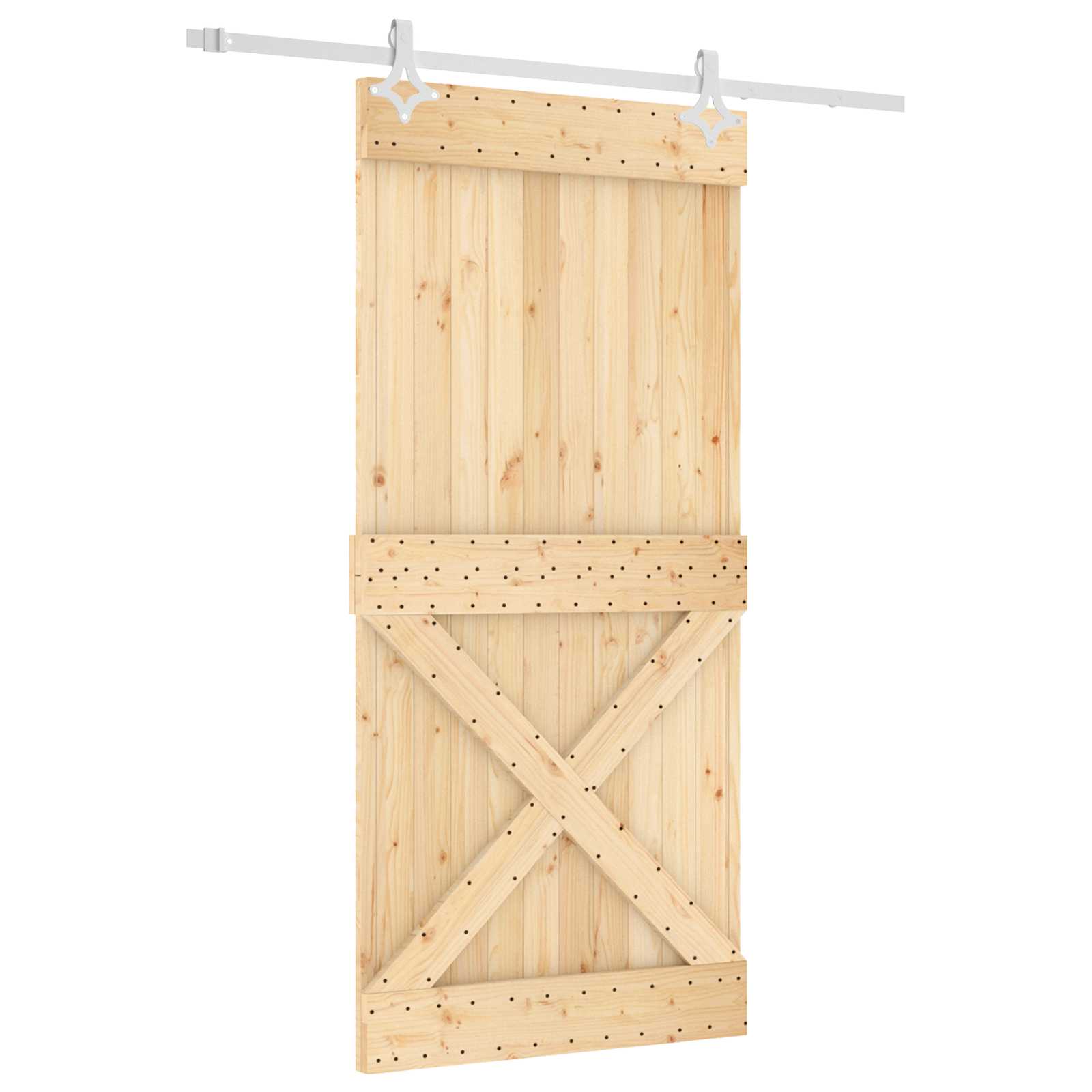 Posuvné Dveře Přírodní A Bílá 95 X 210 Cm Masivní Borové Dřevo