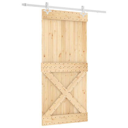 Posuvné Dveře Přírodní A Bílá 95 X 210 Cm Masivní Borové Dřevo