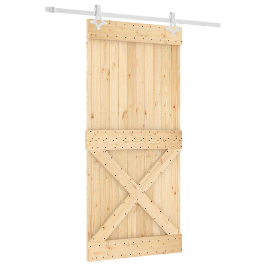 Posuvné Dveře Přírodní A Bílá 95 X 210 Cm Masivní Borové Dřevo