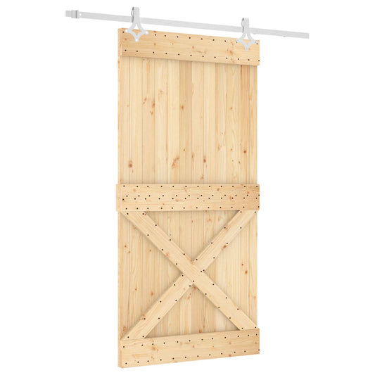 Posuvné Dveře Přírodní A Bílá 100 X 210 Cm Masivní Borové Dřevo