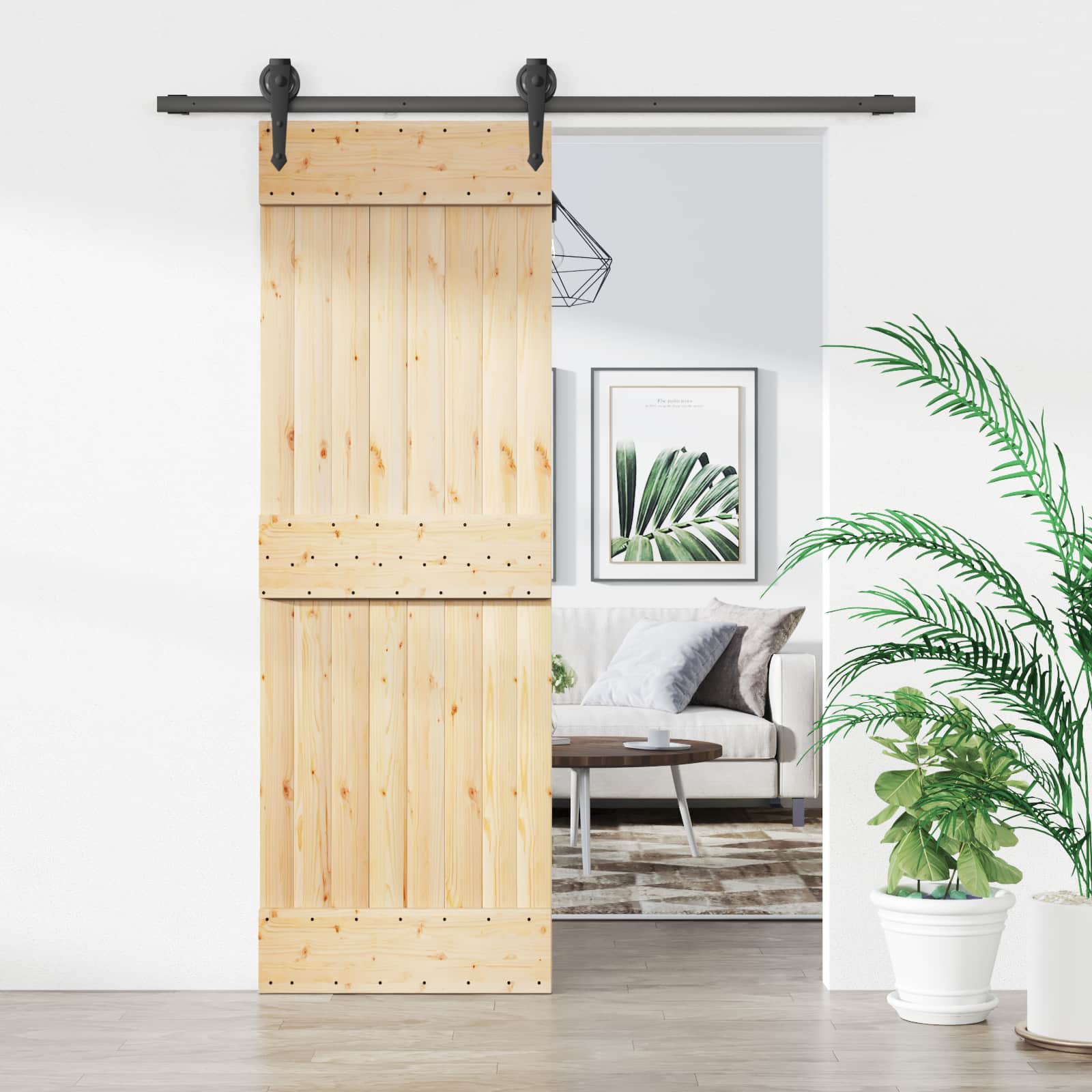 Posuvné Dveře Přirozená A Černá 70 X 210 Cm