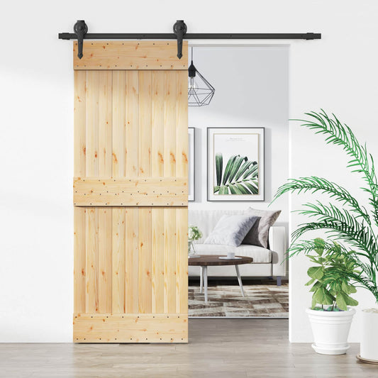 Posuvné Dveře Přirozená A Černá 80 X 210 Cm