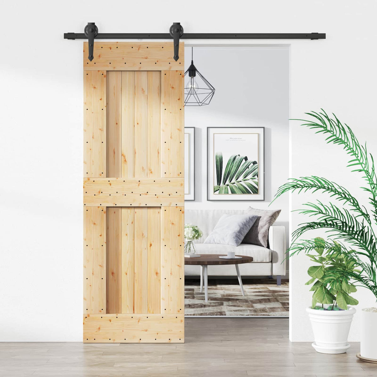 Posuvné Dveře Přirozená A Černá 70 X 210 Cm
