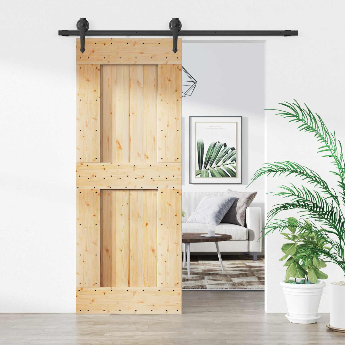 Posuvné Dveře Přirozená A Černá 80 X 210 Cm